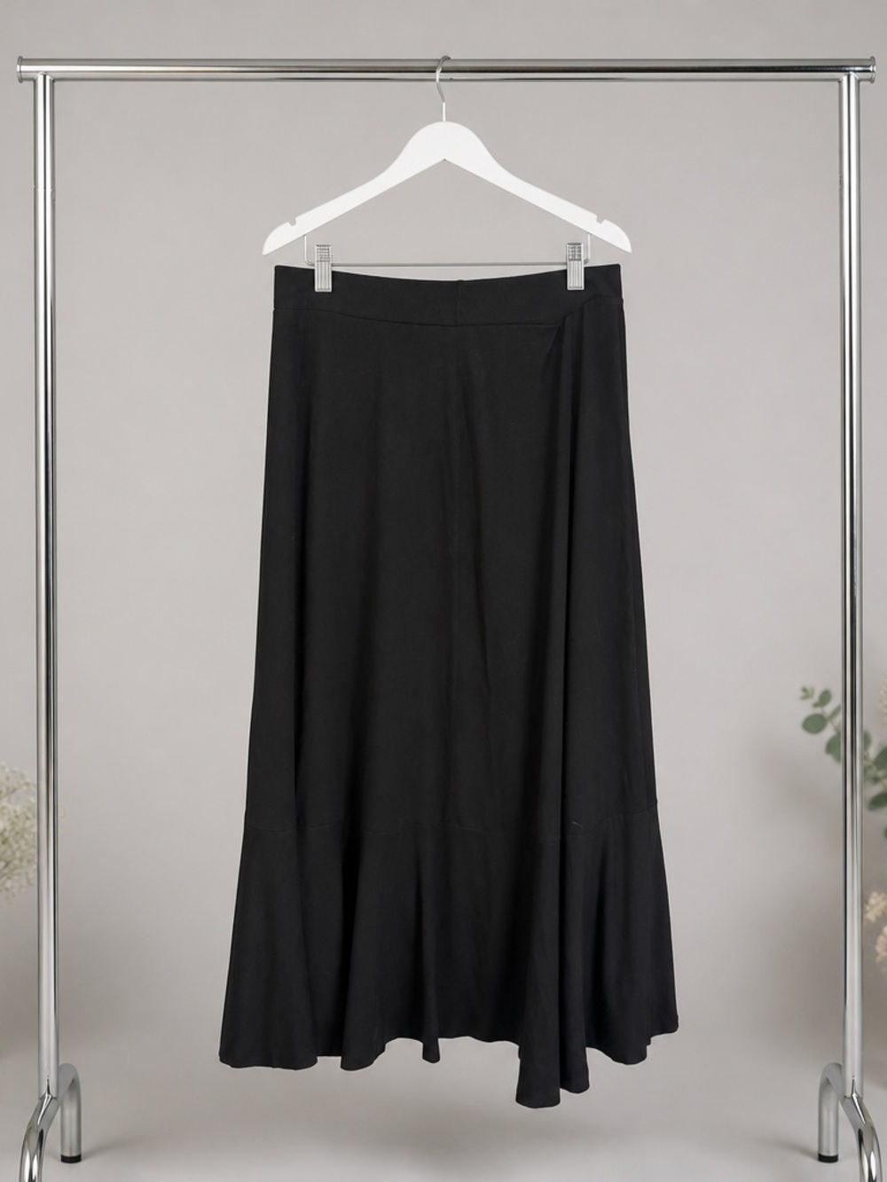 Boden Black Midi Skirt with Flared Hem